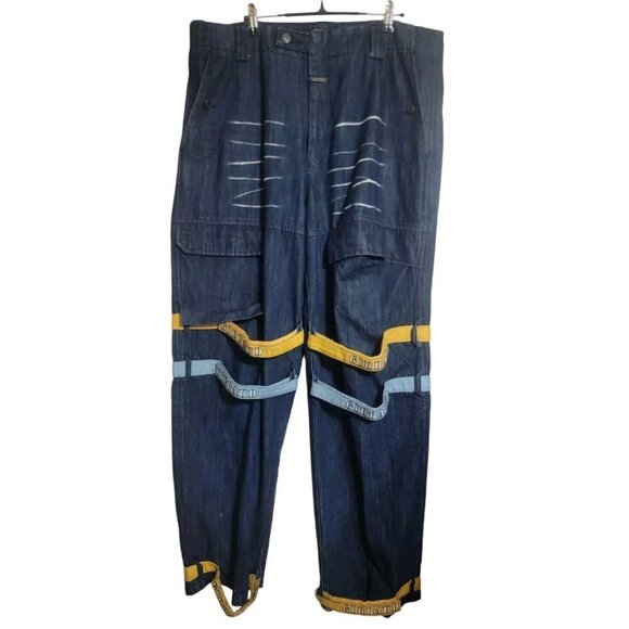 Vintage Marithe Francois Girbaud Jean Mens 38 Blue Y2K Embroidered Baggy Hot Boy - Picture 2 of 16